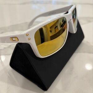 Oakley Sunglasses with White Frame and Gold Lenses